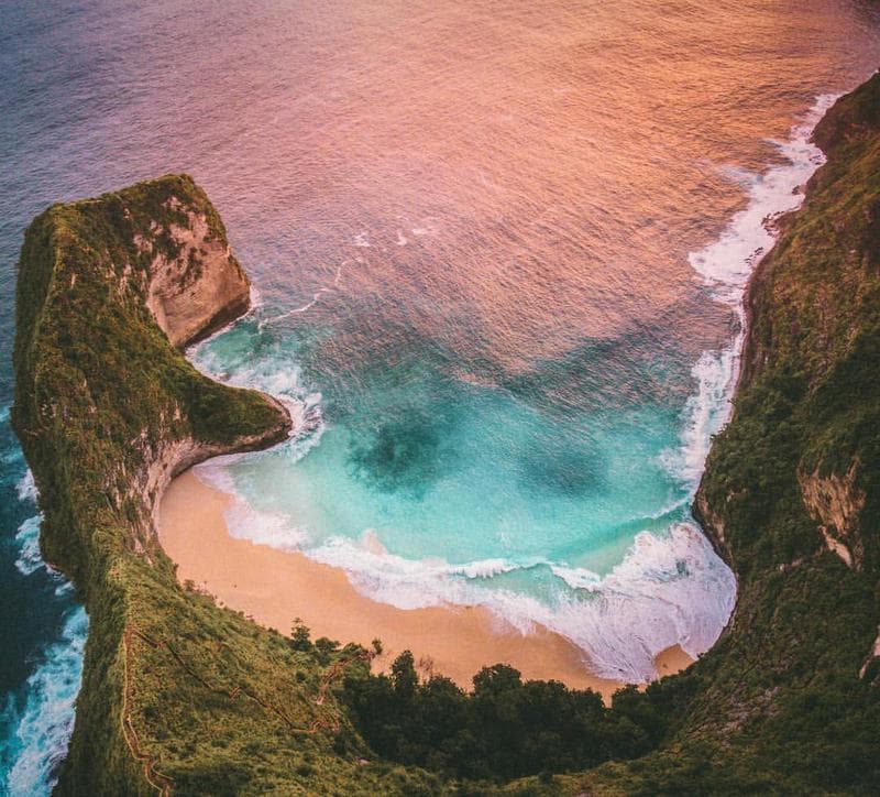 Dramatic Bali coastline at golden hour